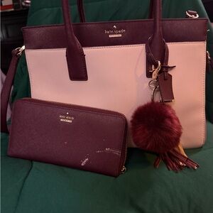 Kate Spade Purple and Cream Tote Bag Elegant Design